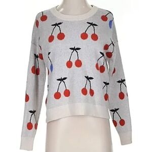 New with out Tags Madewell Cherry Print Gray Sweater